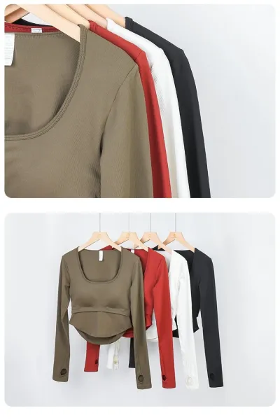 Design Long Sleeve Cropped Top and Track Pants Set in Burgundy - 33