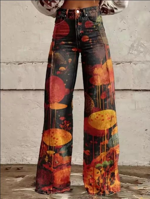 Stone Island Printed Wide-Leg Jeans Blue - 15