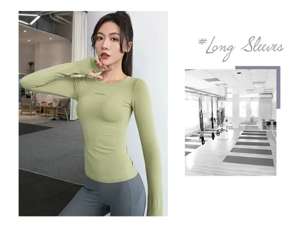 Design Amimedea Long Sleeve Base Layer Top Sage Green Activewear - 12