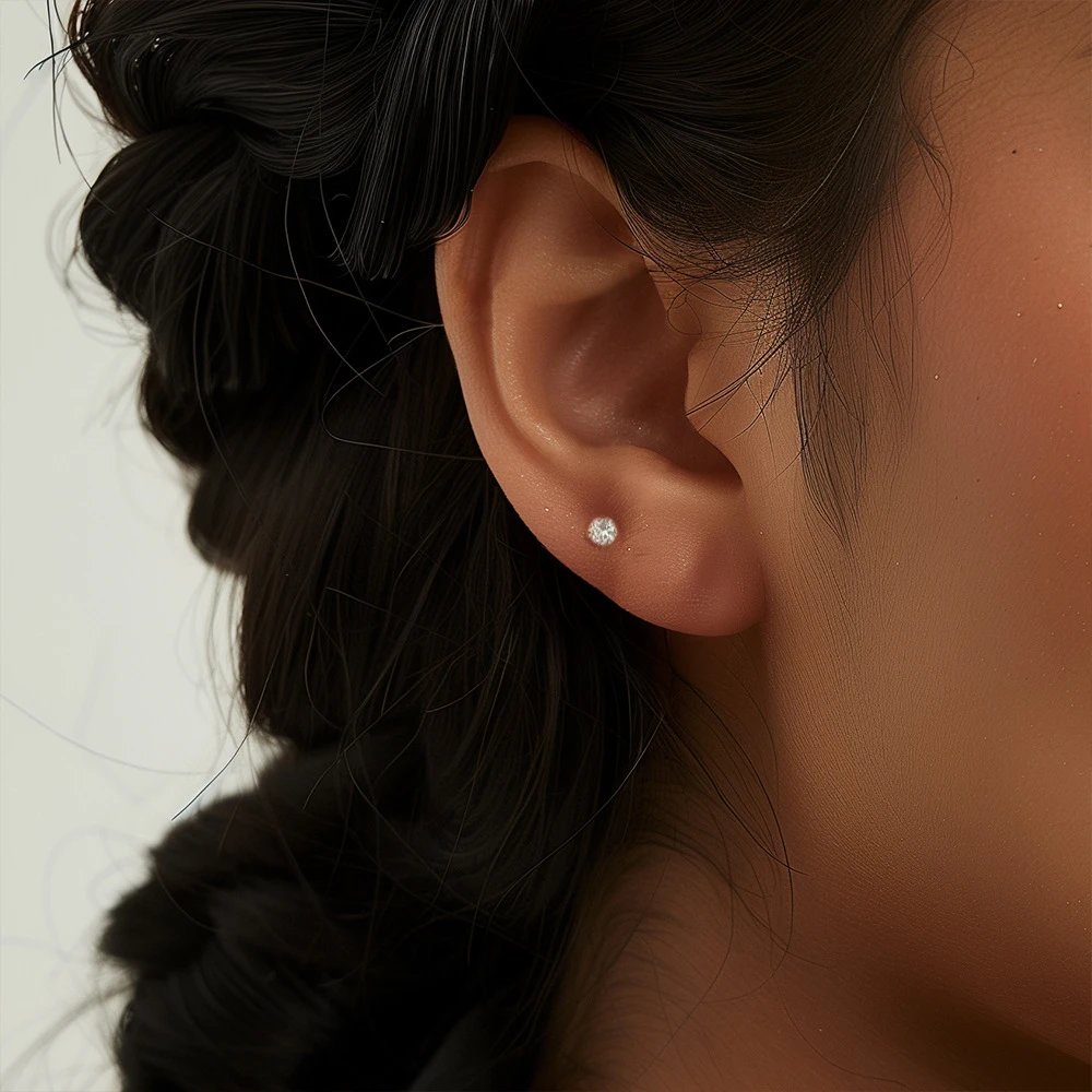 Design S925 Sterling Silver Heart Labret with Marquise and Pear-Cut Cubic Zirconia Earring Jewelry - 12