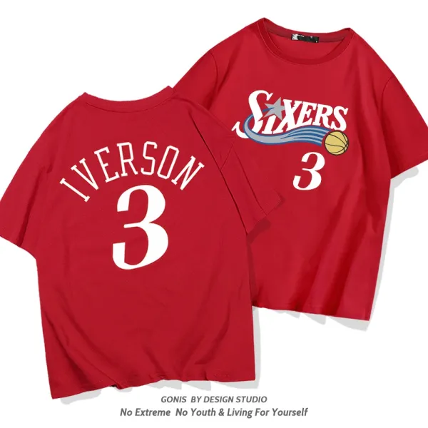 Philadelphia 76ers Allen Iverson #3 Jersey T-Shirt Red - 1