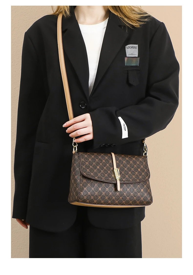 Design Luyis & Monlisa Crossbody Bag Beige Monogram Print Shoulder Bag Crossbody Bags - 15