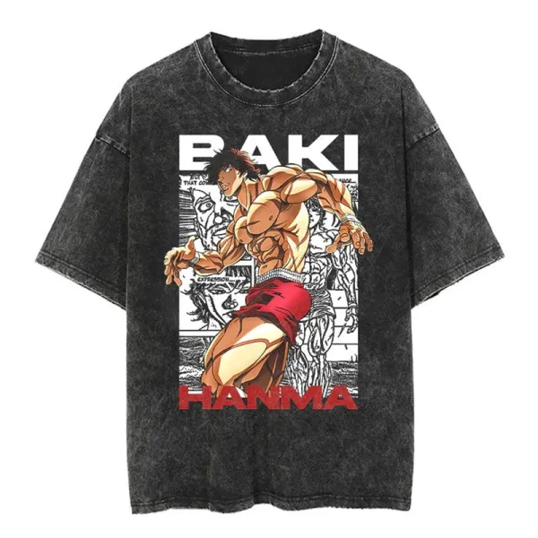 Design Baki Hanma Graphic Acid Wash T-Shirt - 1