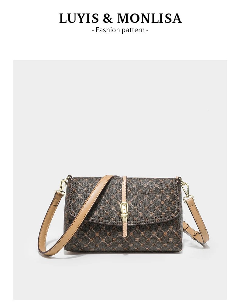 Design Luyis & Monlisa Crossbody Bag Beige Monogram Print Shoulder Bag Crossbody Bags - 22
