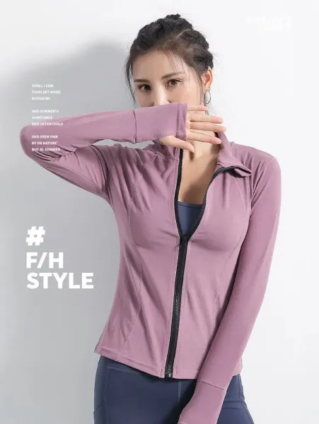 Design F / H Style Zip-Up Performance Jacket Mauve Activewear - 1