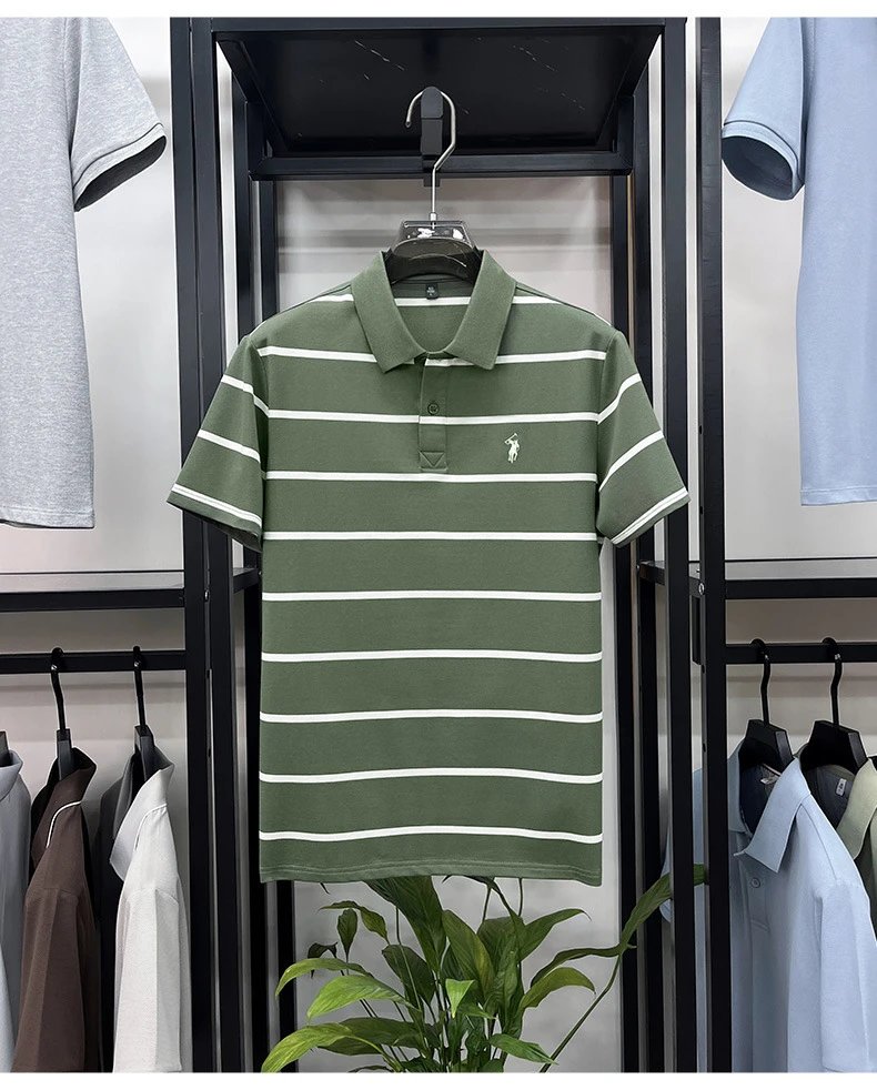Polo Ralph Lauren Striped Polo Shirt Army Green - 18