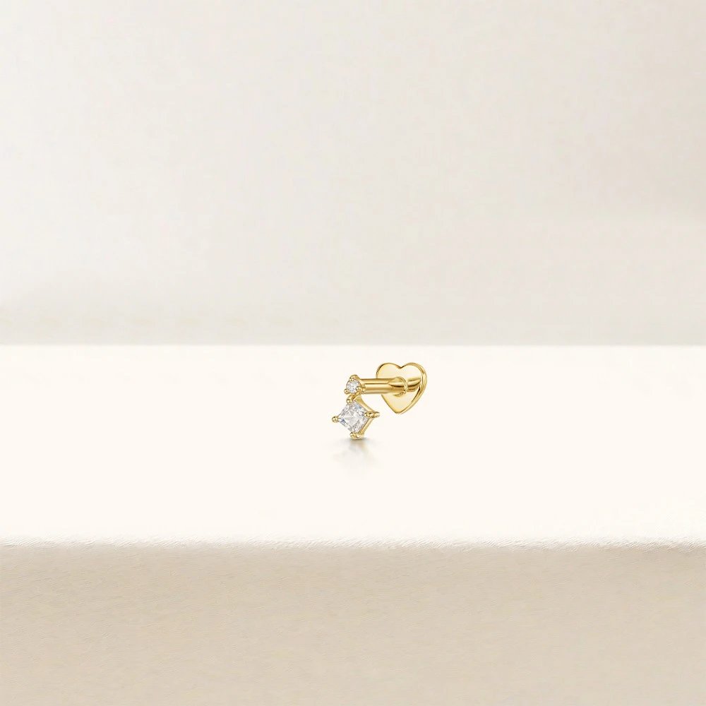 Design S925 Sterling Silver Heart Labret with Marquise and Pear-Cut Cubic Zirconia Earring Jewelry - 30