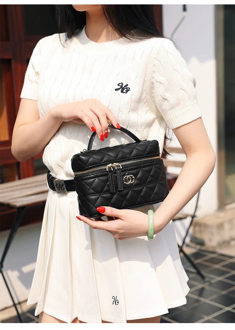 Chanel Mini Vanity Bag Pink Quilted Leather Handbag - 5