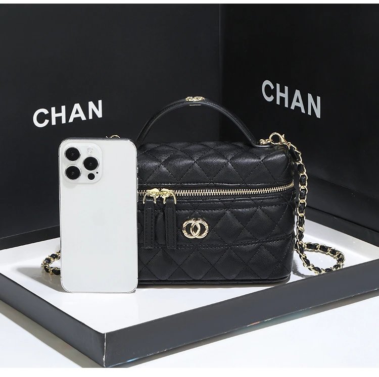 Chanel Mini Vanity Bag Pink Quilted Leather Handbag - 16