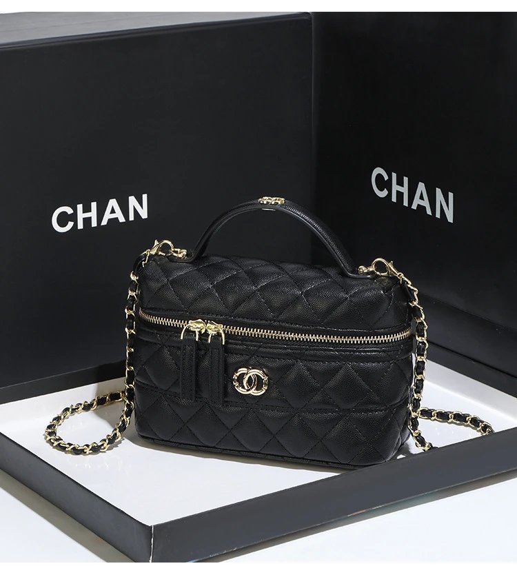 Chanel Mini Vanity Bag Pink Quilted Leather Handbag - 17
