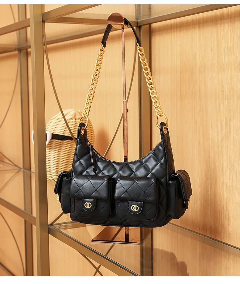 Chanel Quilted Hobo Bag Black with Gold Hardware - 15