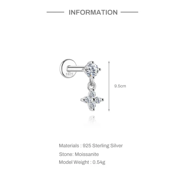 Design S925 Sterling Silver Cross Pendant Ear Cuff Jewelry - 9