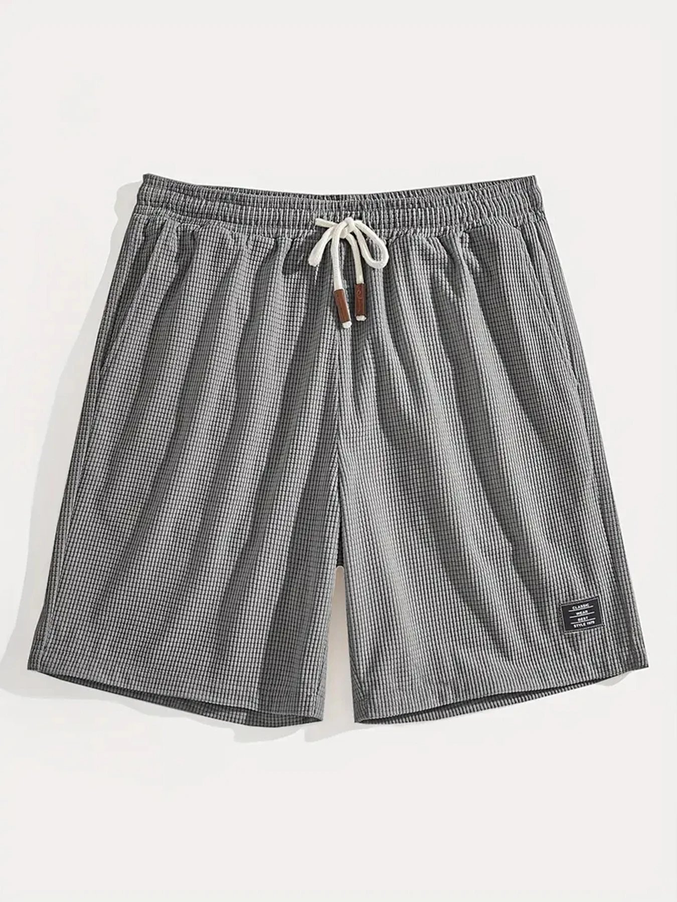 Design Waffle Texture Drawstring Shorts Olive Green Shorts - 29