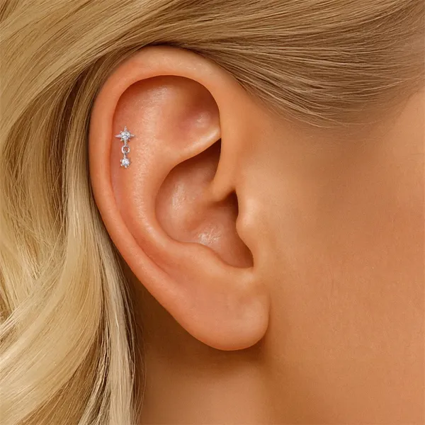 Design S925 Sterling Silver Cross Pendant Ear Cuff Jewelry - 26