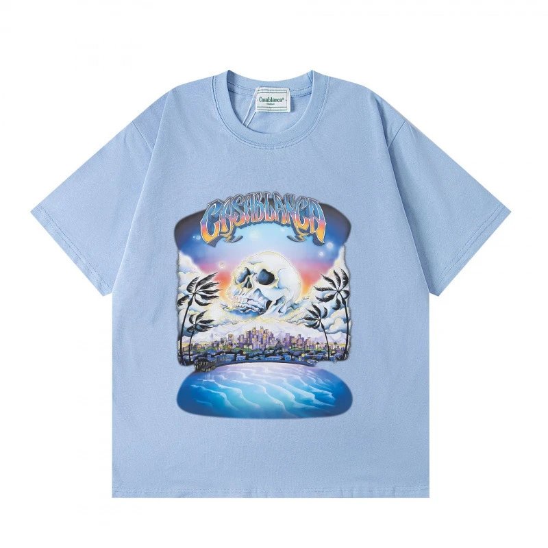 Casablanca Skull Paradise Light Blue T-Shirt