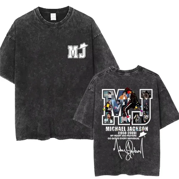 Design Michael Jackson Tribute Acid Wash Black T-Shirt T-Shirts - 1