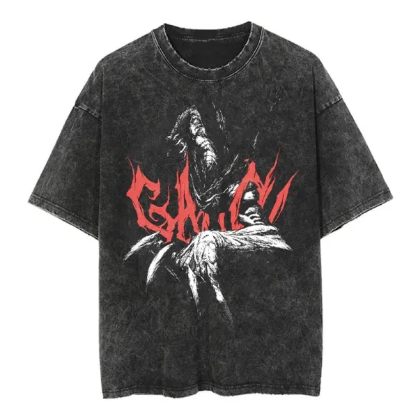 Design Ghouls Acid Wash Black T-Shirt - 1