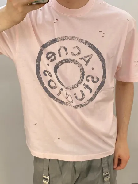 Acne Studios Heart Logo Oversized T-Shirt Pink - 47