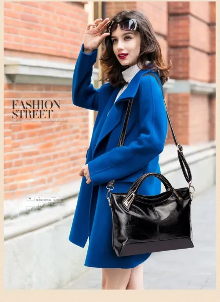 Design Patent Leather Hobo Bag Black Handbag - 12