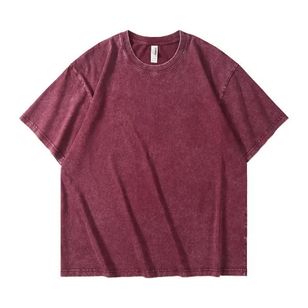 Design Acid Wash Burgundy T-Shirt Tops.t Shirts - 1