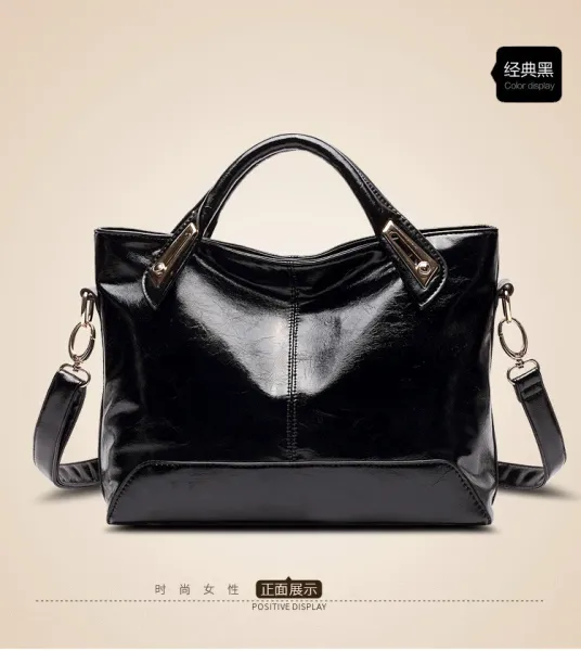 Design Patent Leather Hobo Bag Black Handbag - 31