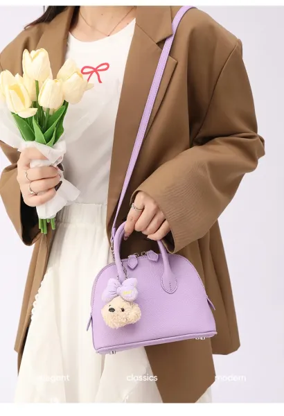 Design Dome Mini Handbag Orange with Poodle Charm - 16