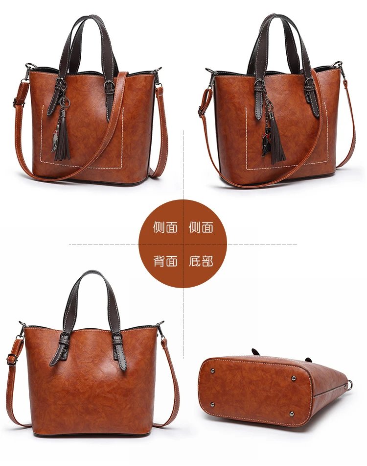 Design Tassel Detail Red Leather-look Tote Handbag Tote Bag - 23
