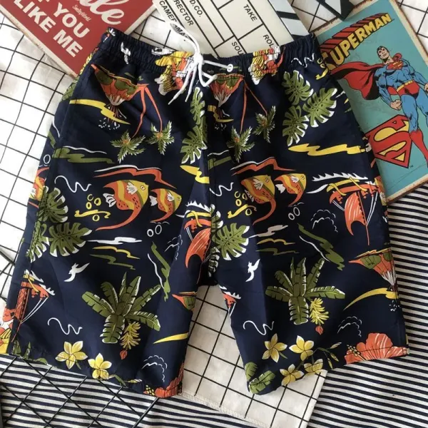 Design Shark Print Swim Trunks Green Shorts Swimwear - 13