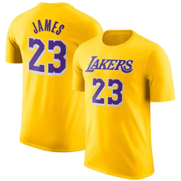 Los Angeles Lakers LeBron James #23 Gold Jersey T-Shirt - 1