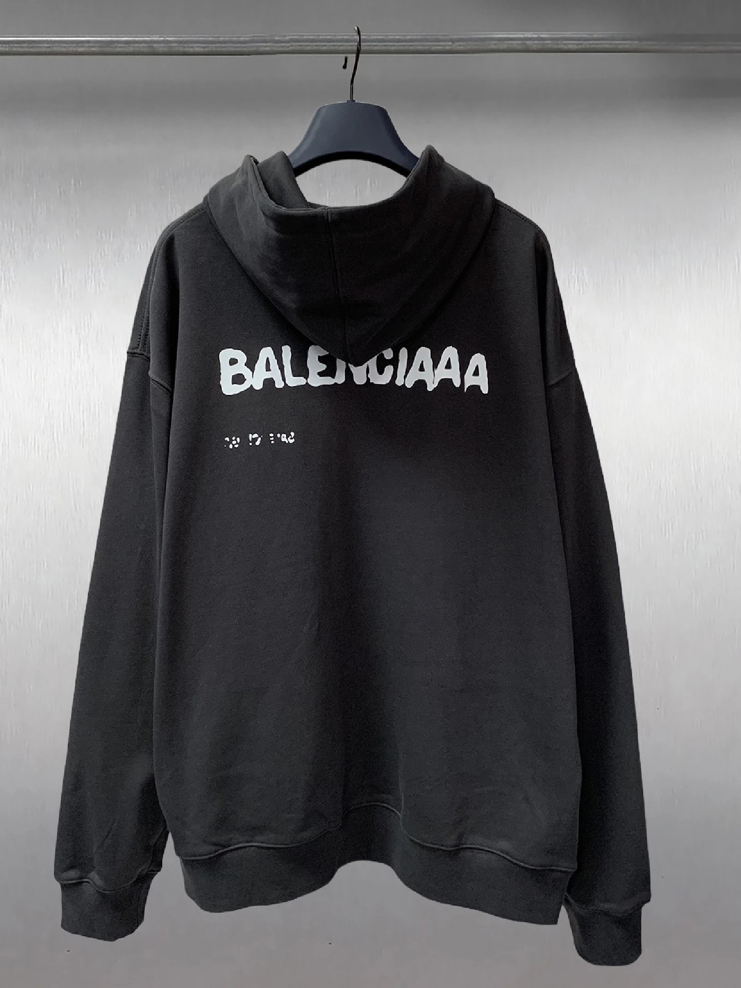 Balenciaga Graphic Print Hoodie Navy - 7