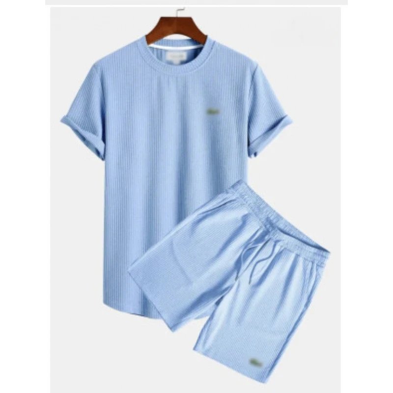 Design Ribbed Cotton Set Light Blue Sleepwear