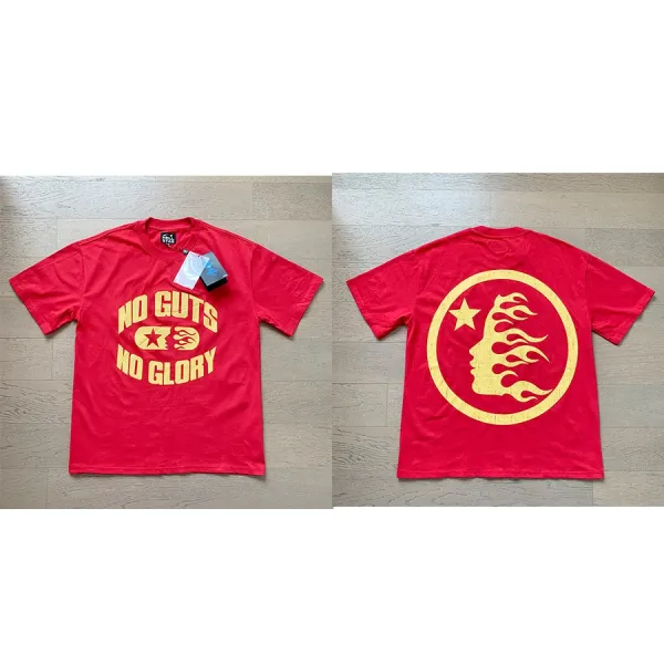 Design 'No Guts No Glory' Red Graphic T-Shirt - 1