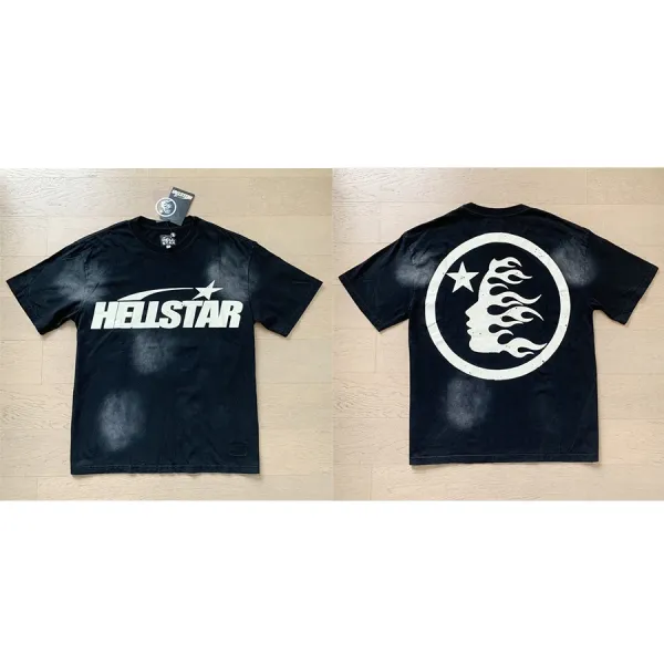 Hellstar Star Flame Washed Black T-Shirt - 1