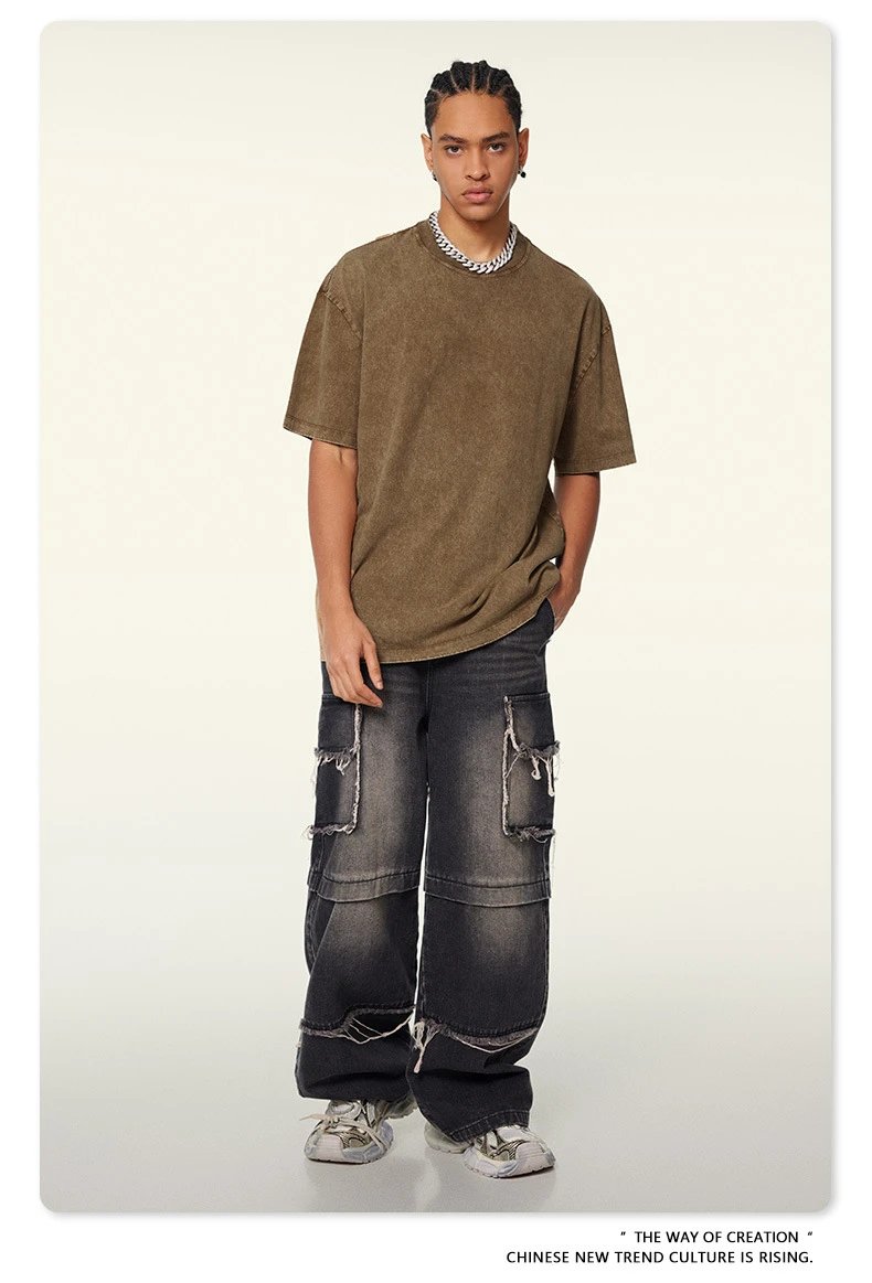 Design Beingmove Washed Beige Oversized T-Shirt T-Shirts - 25