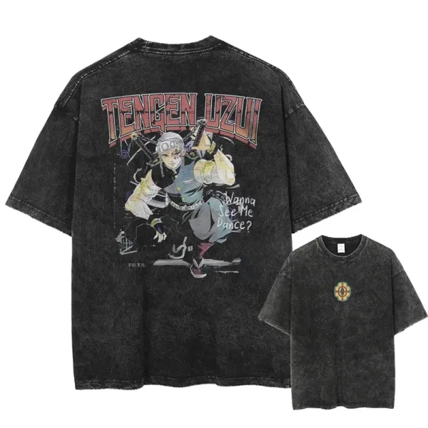 Design Tengen Uzui Acid Wash Graphic T-Shirt Black - 1