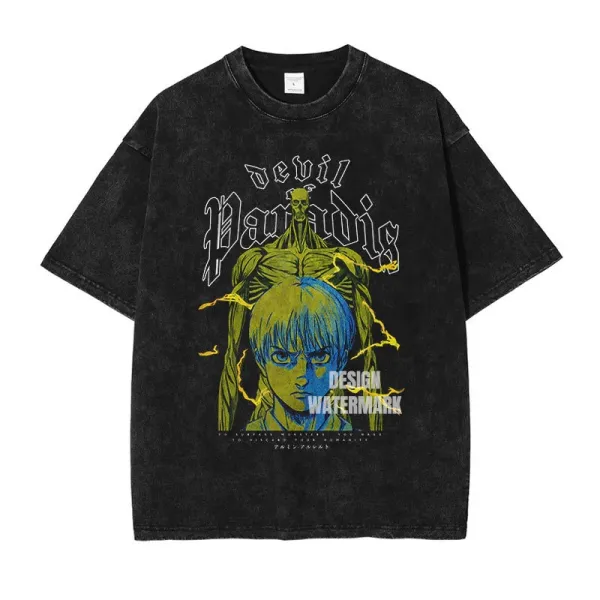 Design Devil Paradise Graphic Oversized T-Shirt Black - 1