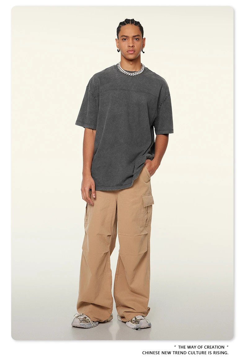 Design Beingmove Washed Beige Oversized T-Shirt T-Shirts - 64