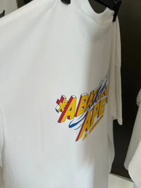 A Bathing Ape BAPE Logo Graphic White T-Shirt - 11