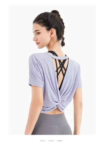 Design Twist-Back Cropped Sports Top Lavender Activewear - 8