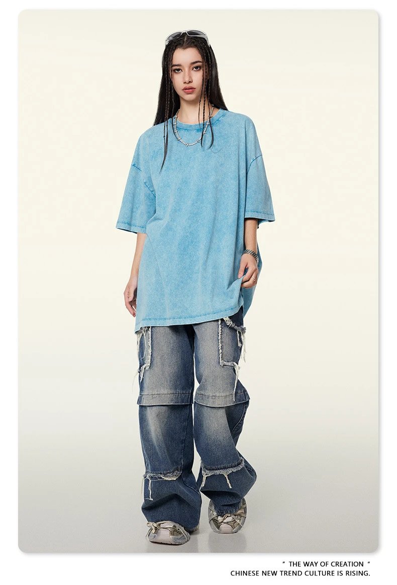 Design Beingmove Washed Beige Oversized T-Shirt T-Shirts - 70
