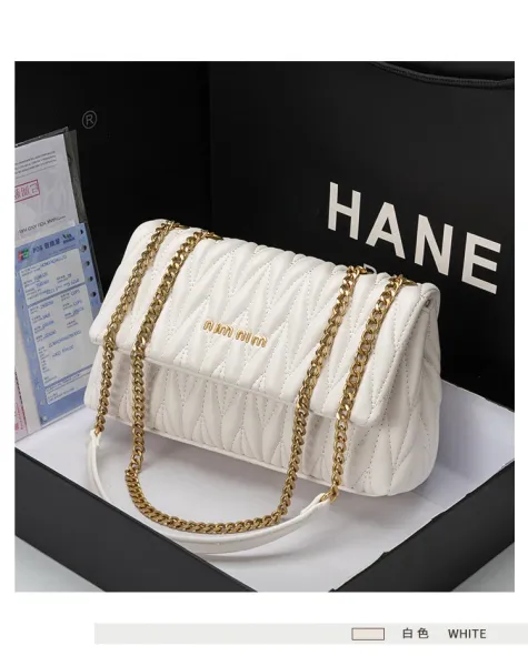 Miu Miu Matelassé Chain Shoulder Bag White - 19