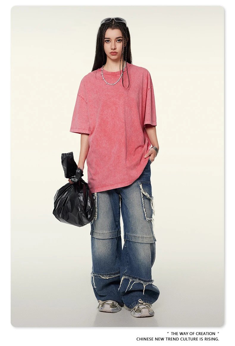 Design Beingmove Washed Beige Oversized T-Shirt T-Shirts - 75
