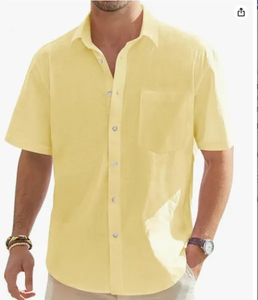 Design Short-Sleeve Linen-Blend Shirt Forest Green Tops Shirt - 5