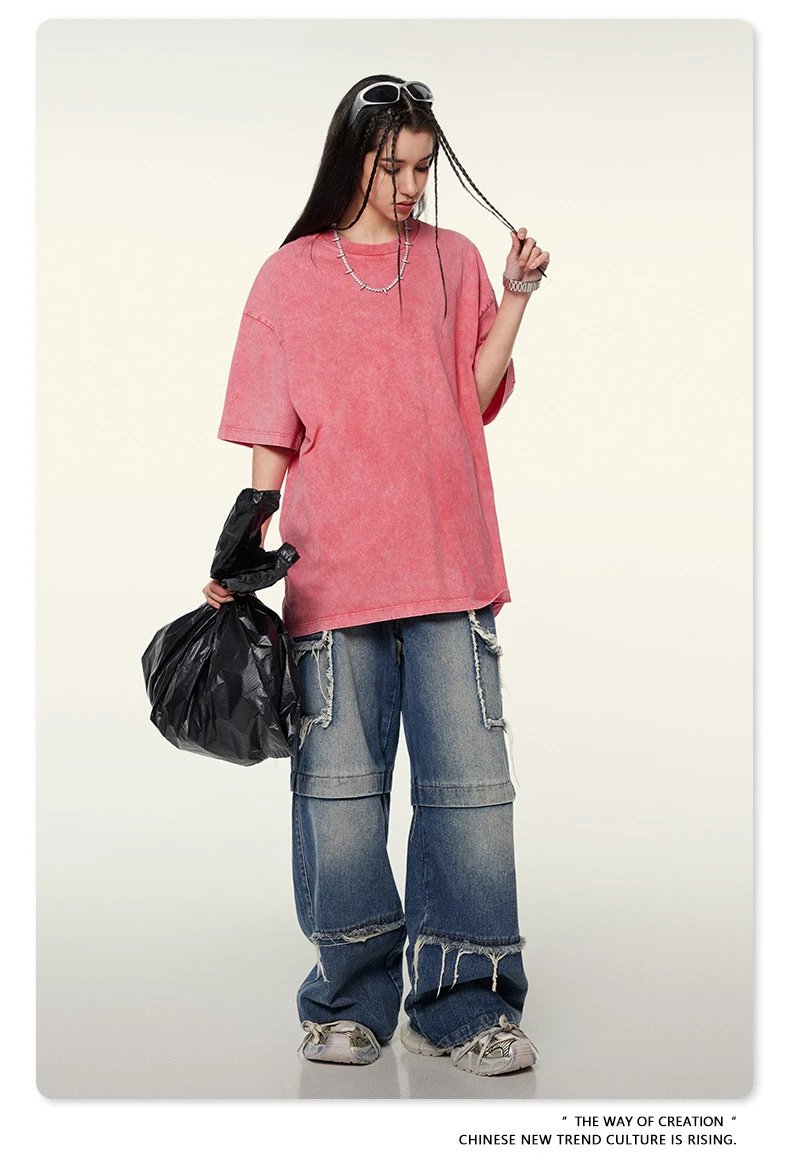 Design Beingmove Washed Beige Oversized T-Shirt T-Shirts - 78