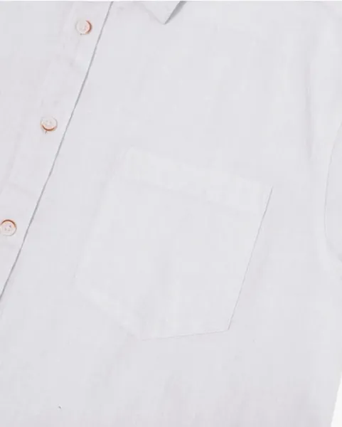 Design Short-Sleeve Linen-Blend Shirt Forest Green Tops Shirt - 12