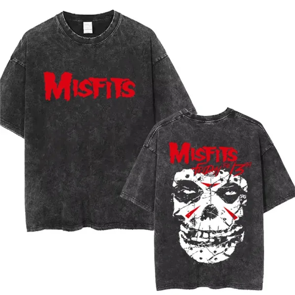 Design Misfits Friday the 13th Acid Wash T-Shirt Black T-Shirts - 1