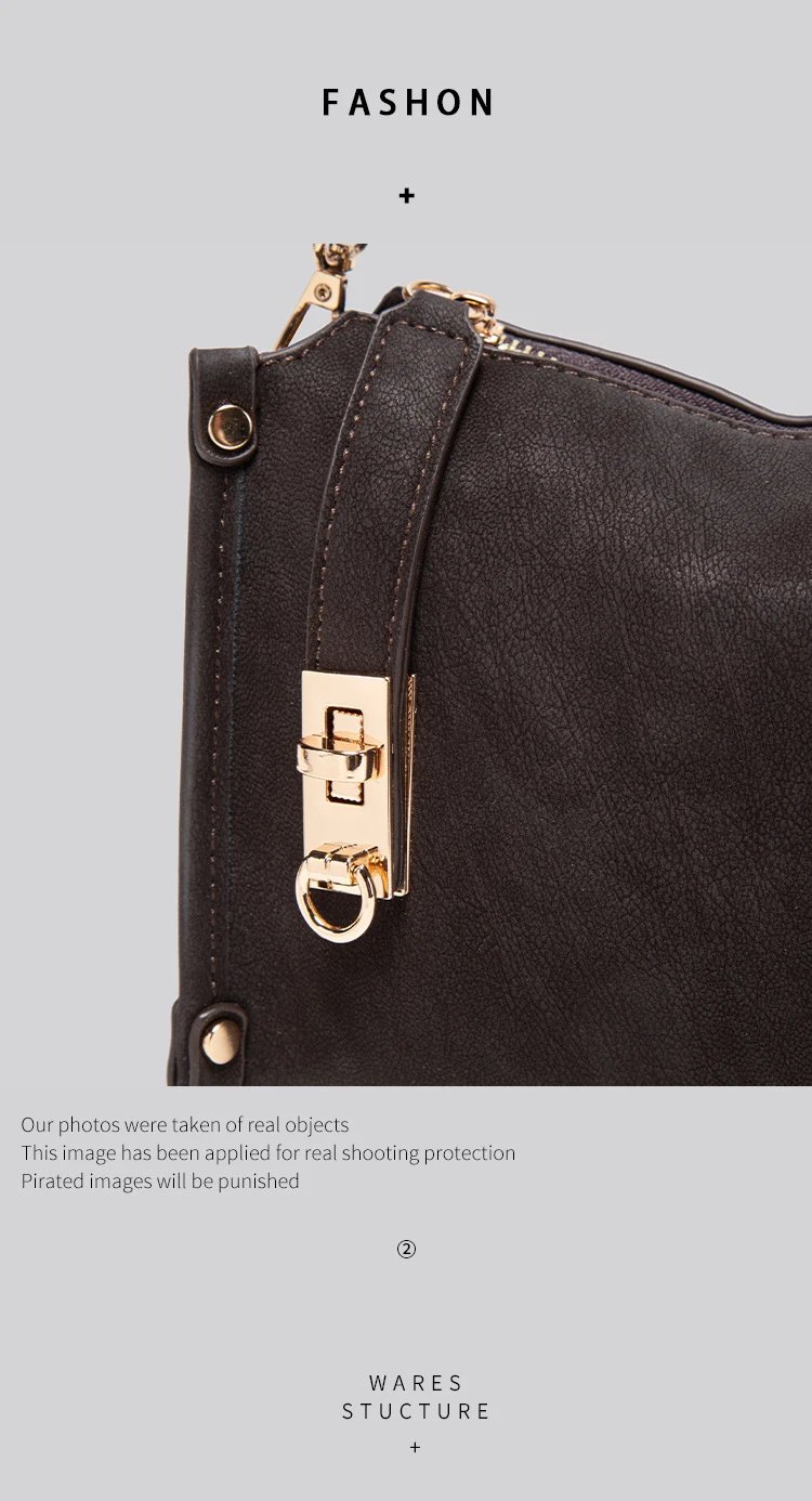 Design Hobo Bag Black Leather-Texture Shoulder Bag - 6