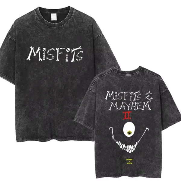 Design Misfits x Mayhem II Bone Print Acid Wash T-Shirt T-Shirts - 1