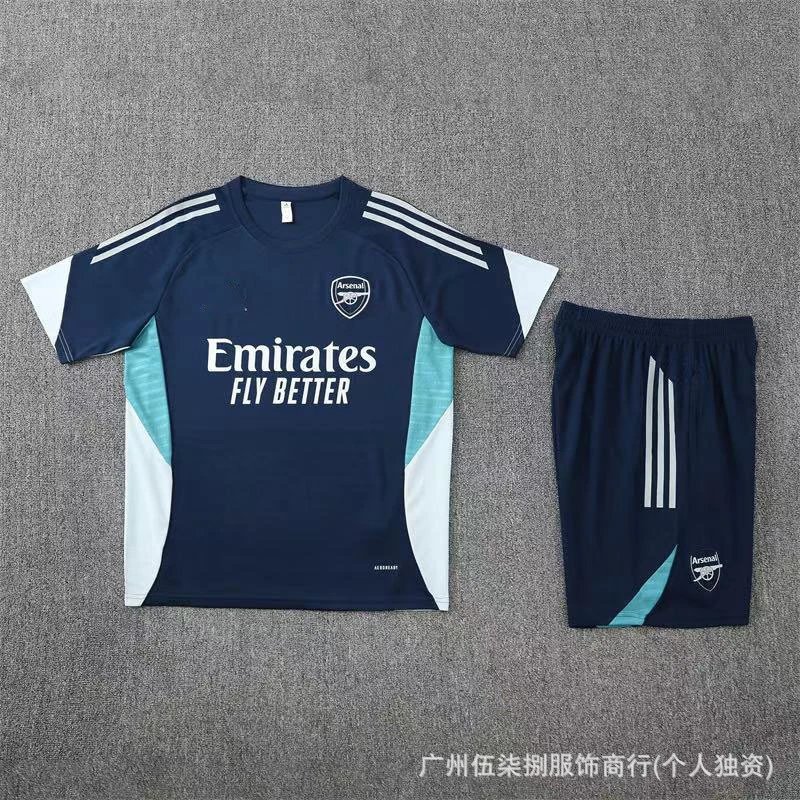 Arsenal FC Training Kit Navy Blue with Turquoise and White Accents Jersey and Shorts Set