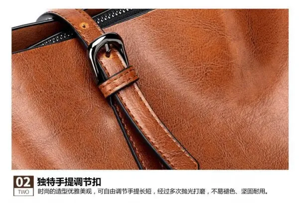 Design Tote Bag Light Blue Leather-Effect Shoulder Handbag - 21